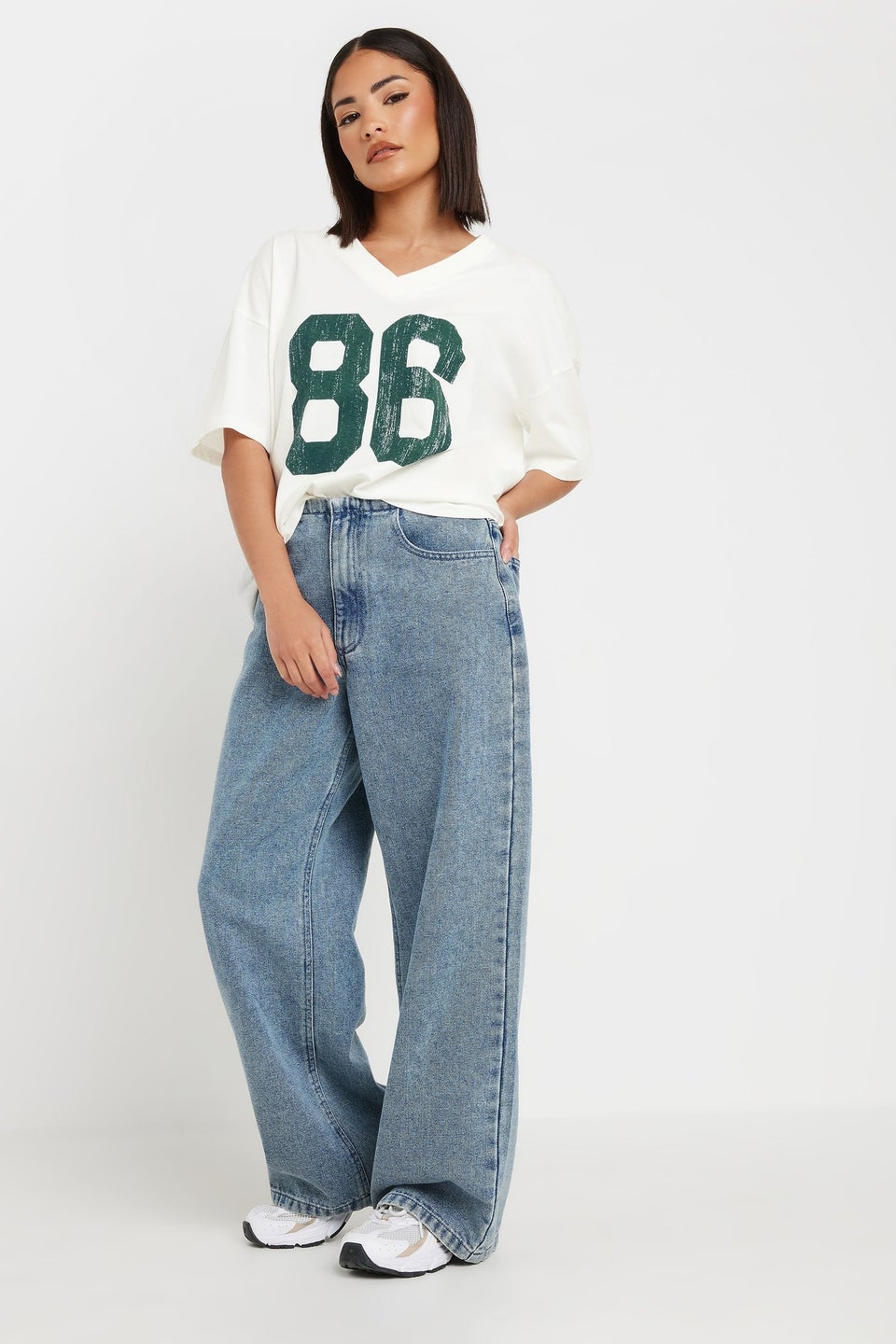 Pixiegirl White Jersey Graphic Varsity T-Shirt