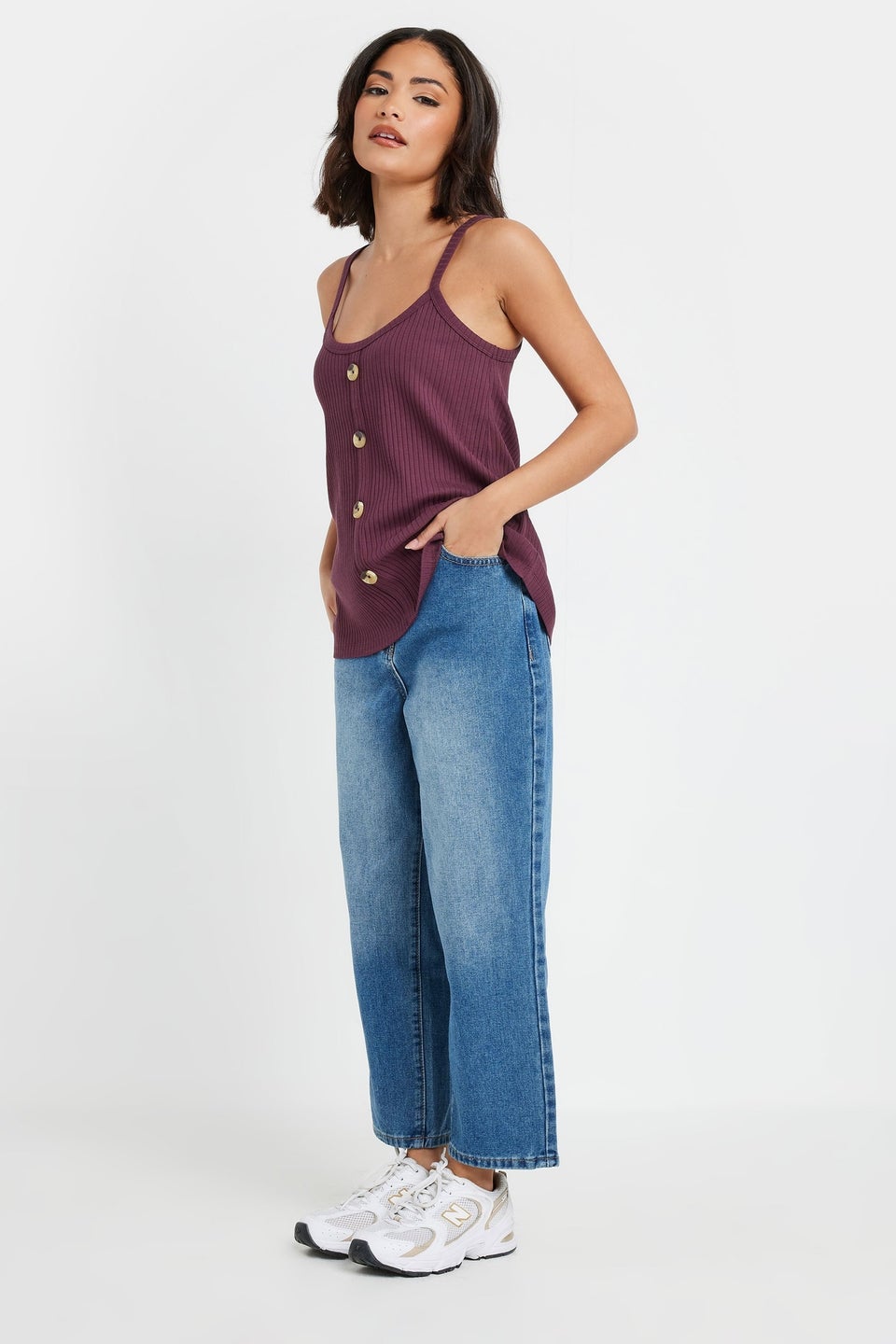 Pixiegirl Petite 2 Pack Sage Green & Purple Button Down Cami Tops