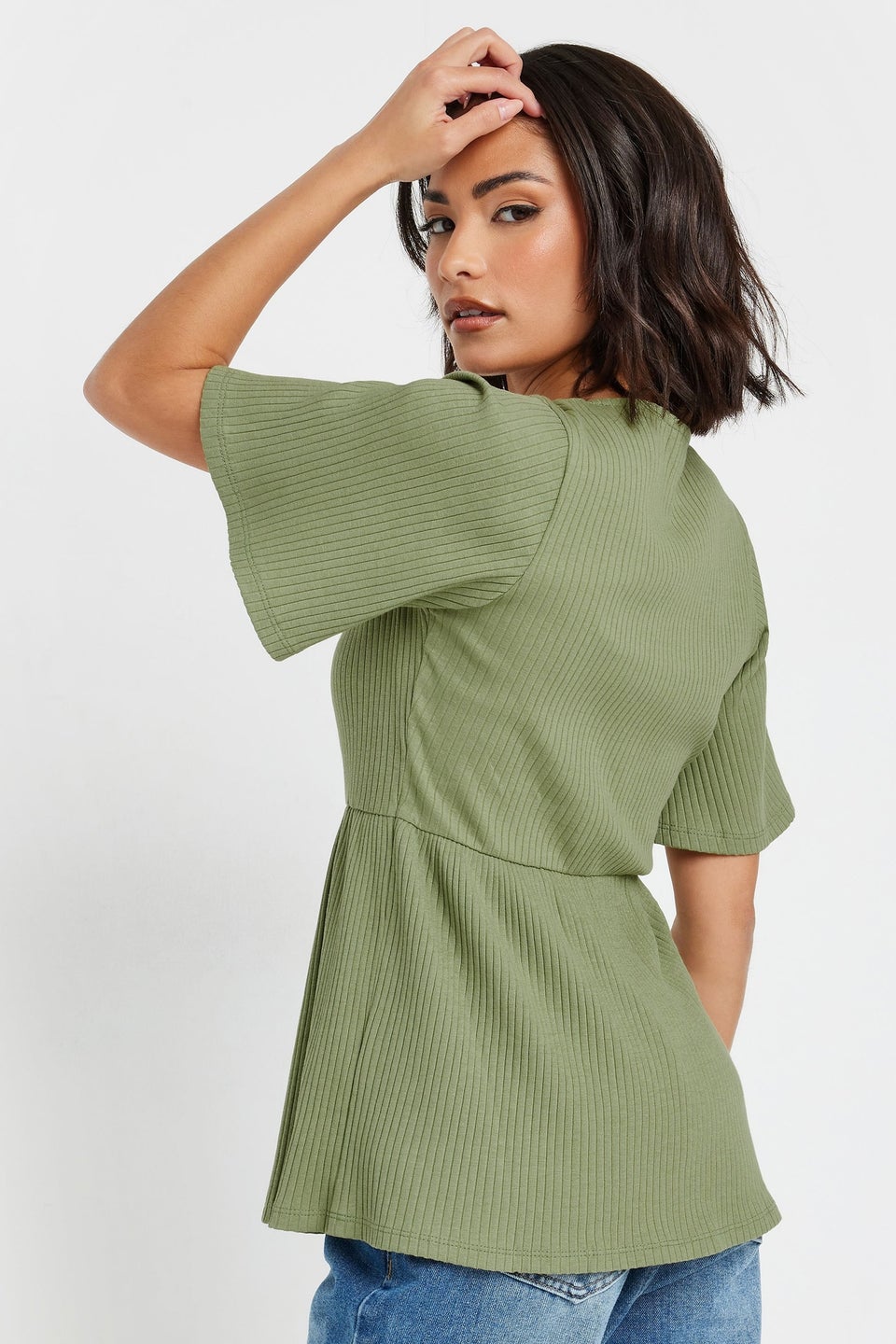 Pixiegirl Sage Green Ribbed Smock Top