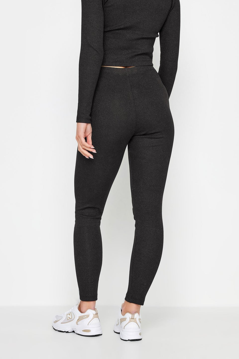 Pixiegirl Black Metallic Ribbed Leggings