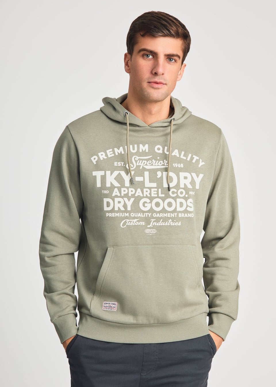 Tokyo Laundry Grey Printed Hoody With Drawcord