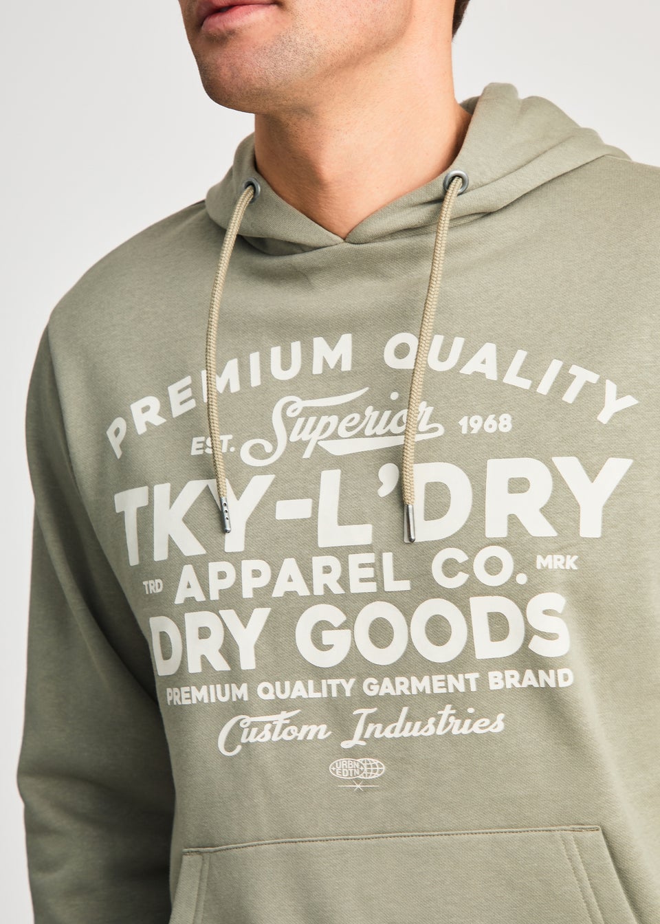 Tokyo Laundry Grey Printed Hoody With Drawcord