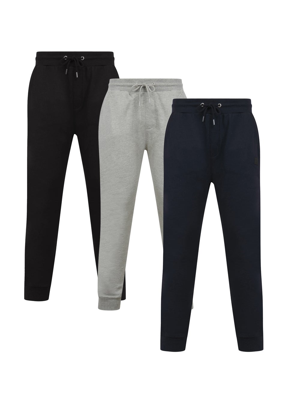 Tokyo Laundry Black 3-Pack Cuffed Joggers With Logo Badge