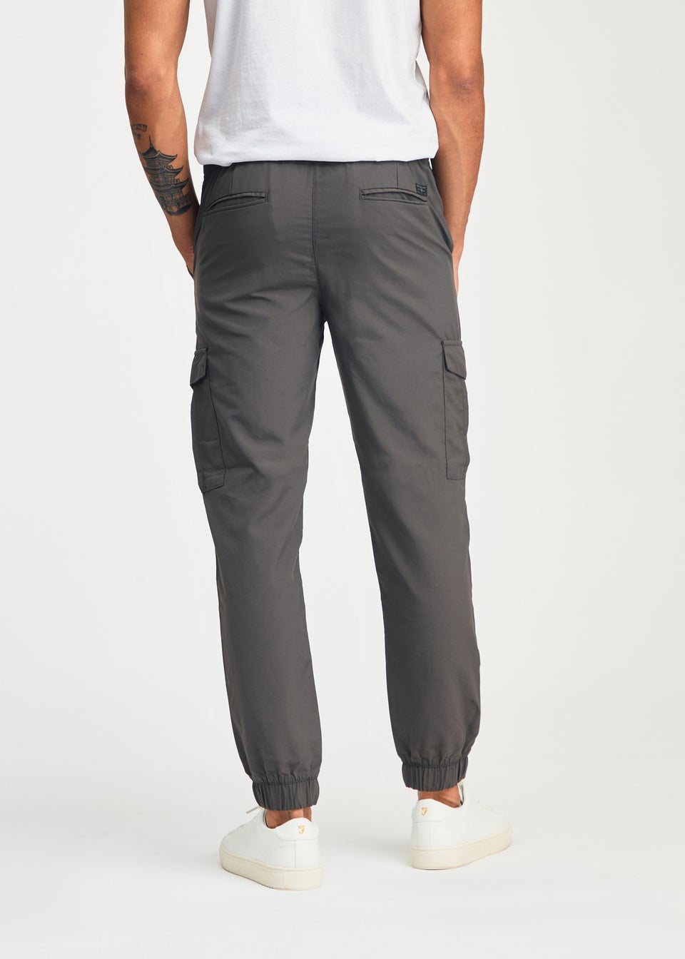 Tokyo Laundry Dark Grey Nylon Drawstring Cargo Trousers