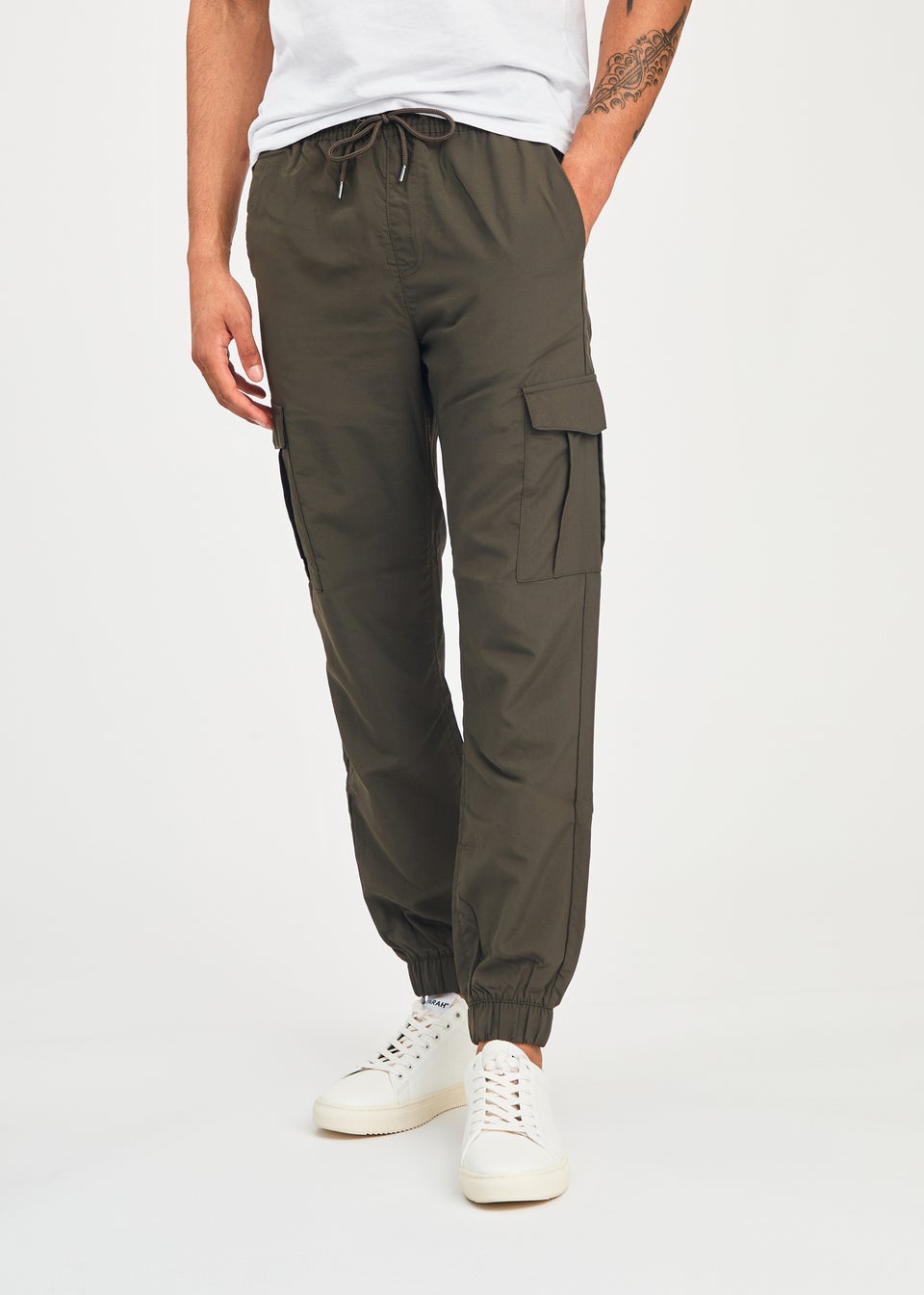 Tokyo Laundry Khaki Nylon Drawstring Cargo Trousers