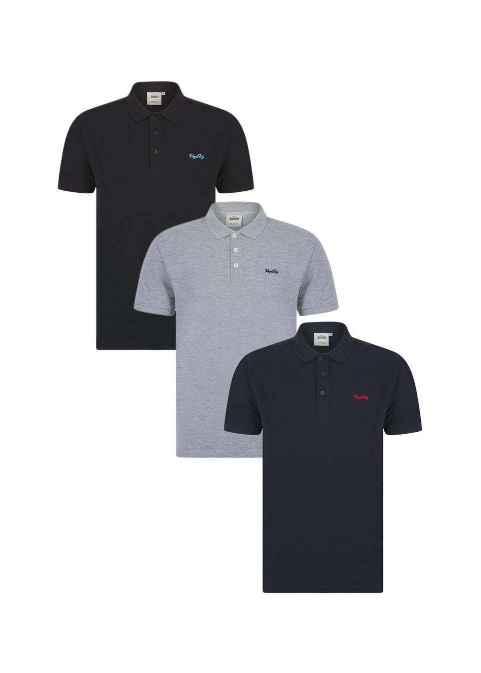 Tokyo Laundry Light Grey 3-Pack Embroidered Logo Polo Shirt