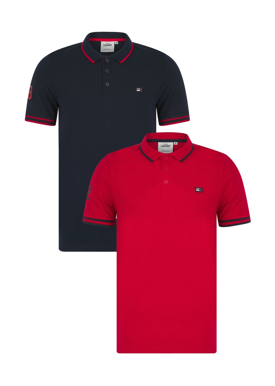 Tokyo Laundry Navy Cotton Short Sleeve Button-Up Polo Shirt