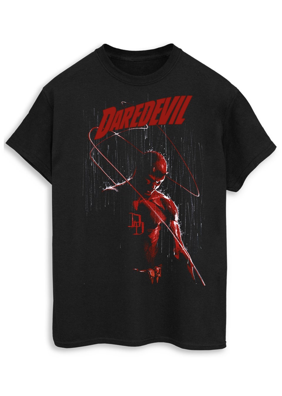 Marvel Daredevil Standing In The Rain Black Graphic T-Shirt