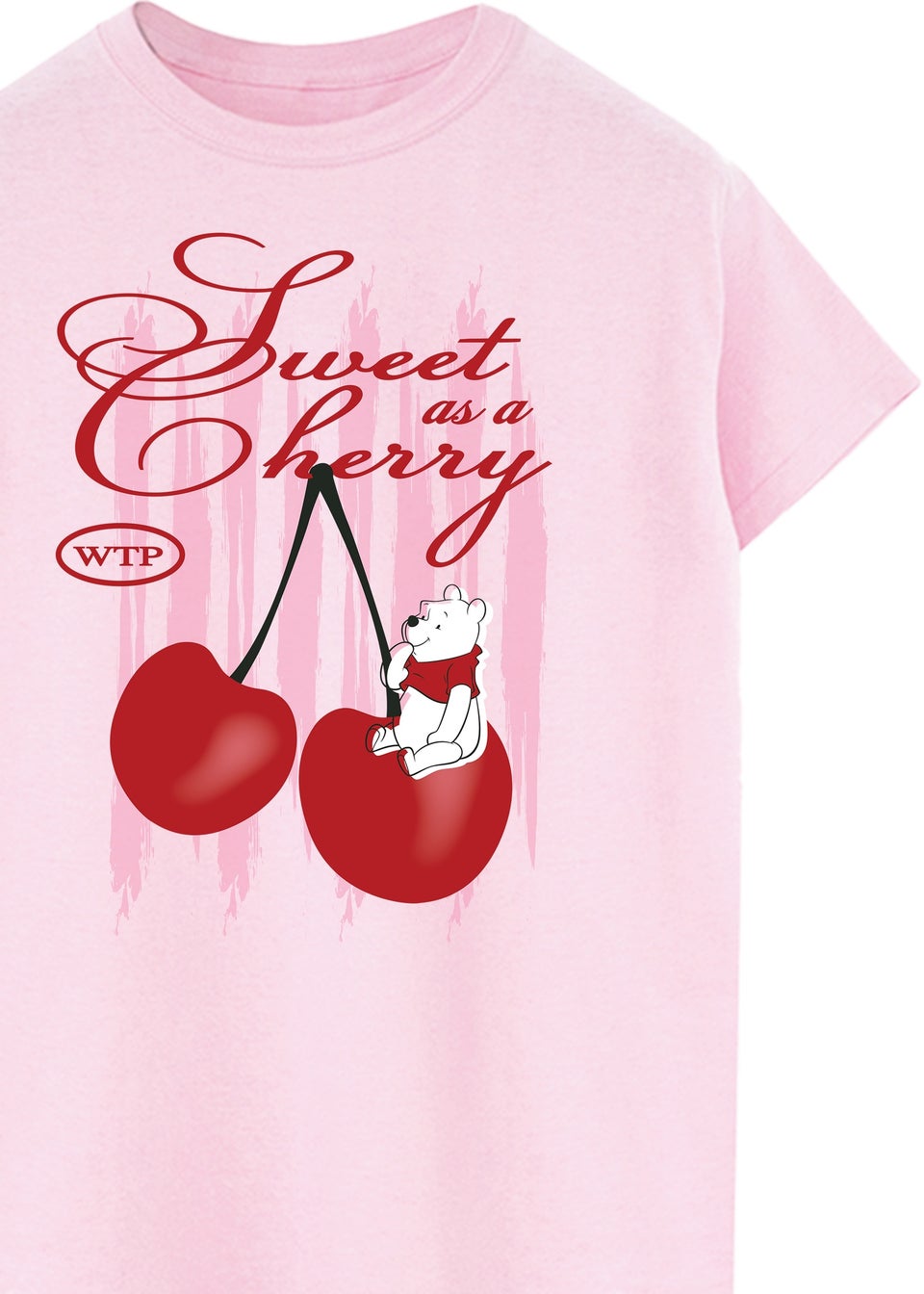 Disney Winnie The Pooh Sweet As Cherry Light Pink Boyfriend Fit Graphic T-Shirt