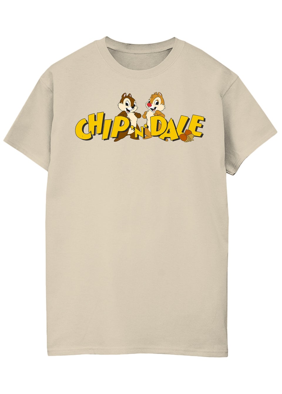 Disney Chip N Dale Character Logo Sand Boyfriend Fit Graphic T-Shirt
