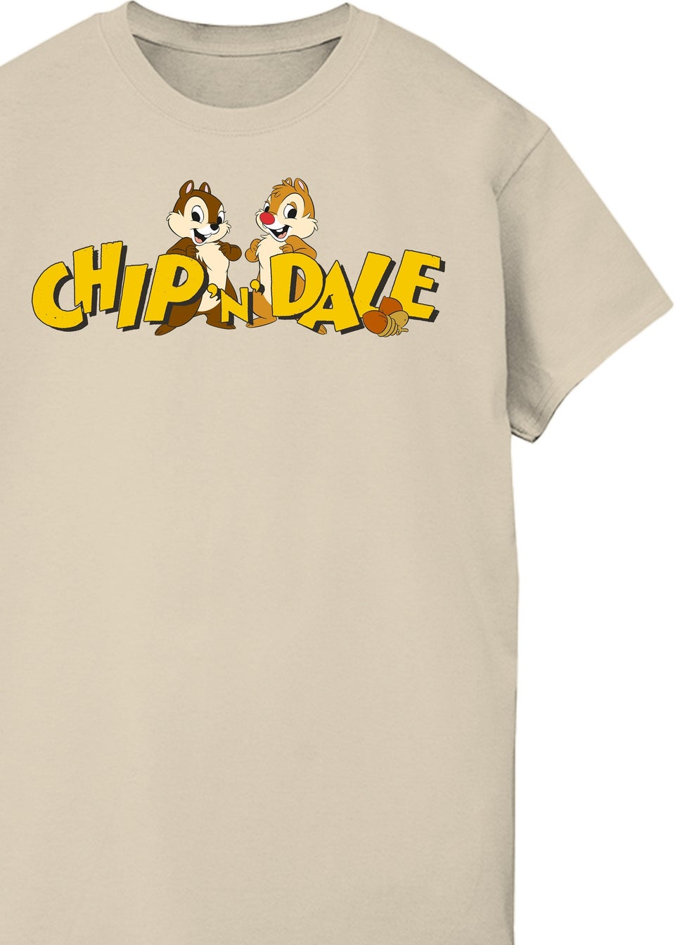 Disney Chip N Dale Character Logo Sand Boyfriend Fit Graphic T-Shirt