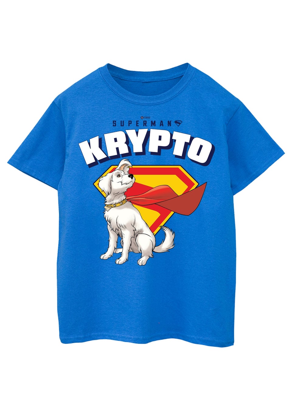 DC Comics Superman Krypto Cape Flowing Kids Royal Blue Graphic T-Shirt (3-13 Years)