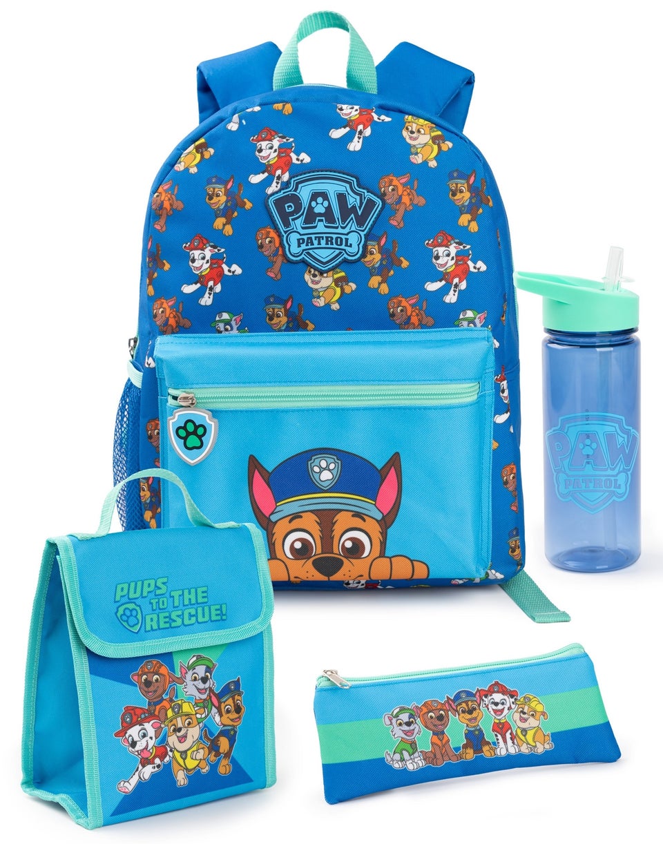 Paw Patrol Multi Character Kids Blue 4 Piece Backpack Set