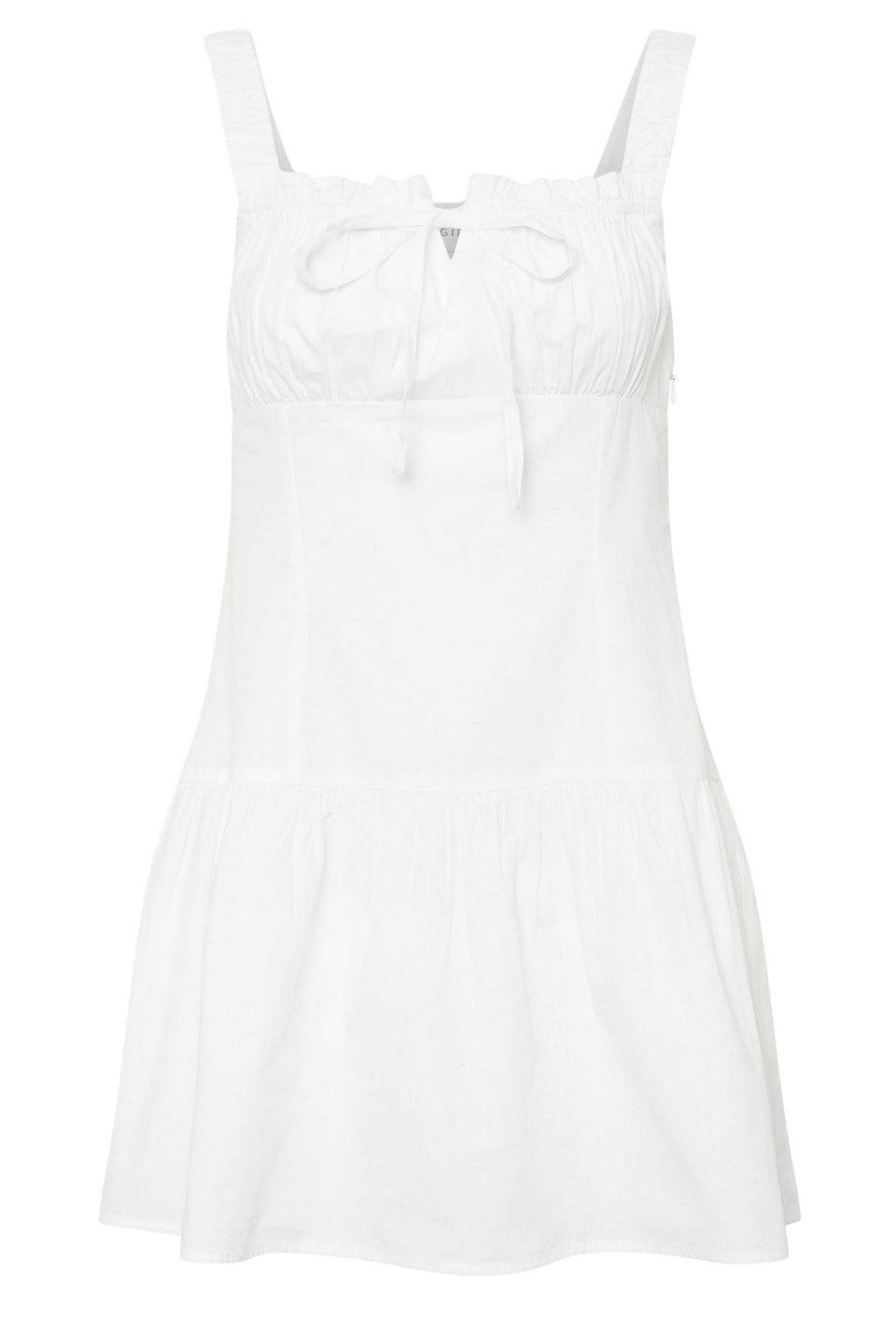 PixieGirl Petite White Ruched Tie Front Mini Dress