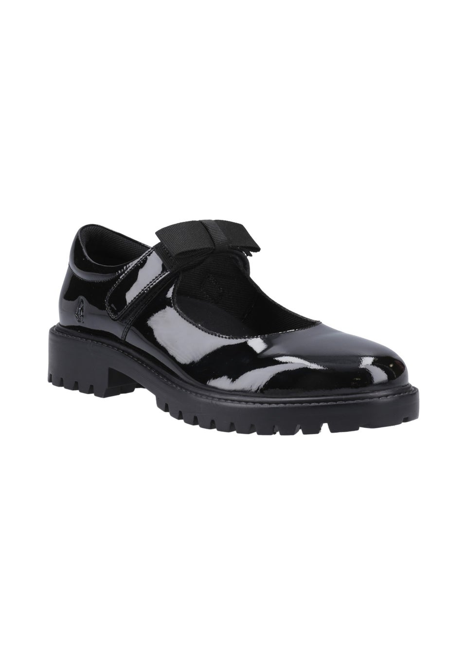 Hush Puppies Black Astrid Bow Patent Senior