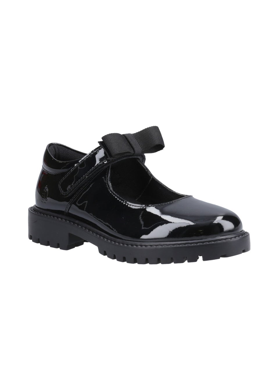Hush Puppies Black Astrid Bow Patent Junior