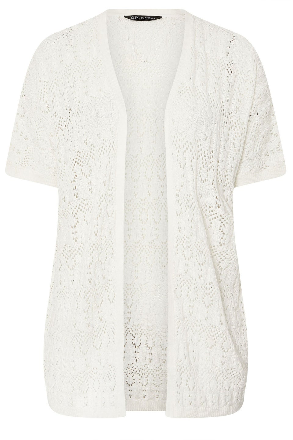 Yours Curve White Crochet Short Sleeve Cardigan