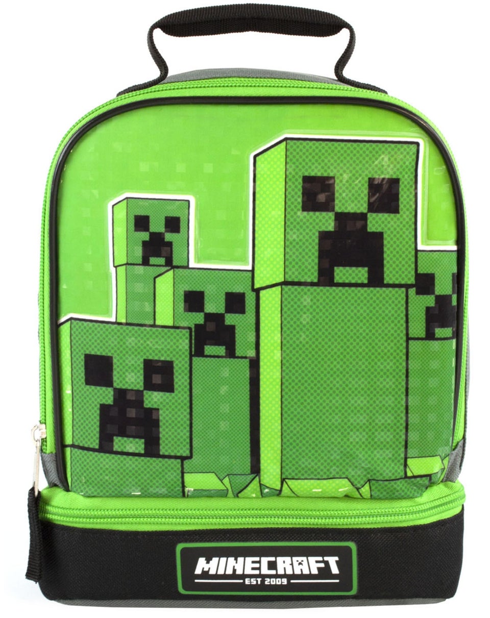 Minecraft Creeper Compartment Zip Green Lunchbag