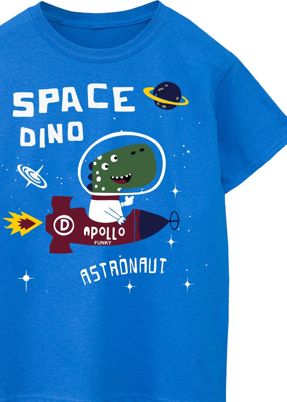 Brands In Dinosaur Dino Space Kids Royal Blue T-Shirt (3-13 Years)