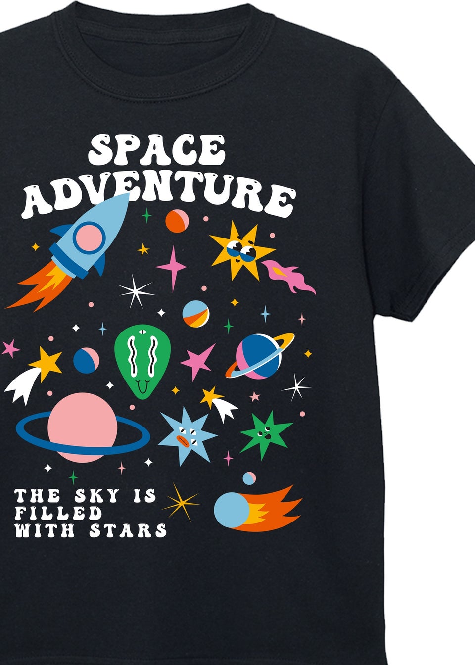 Brands In Space Adventure Kids Black T-Shirt (3-13 Years)