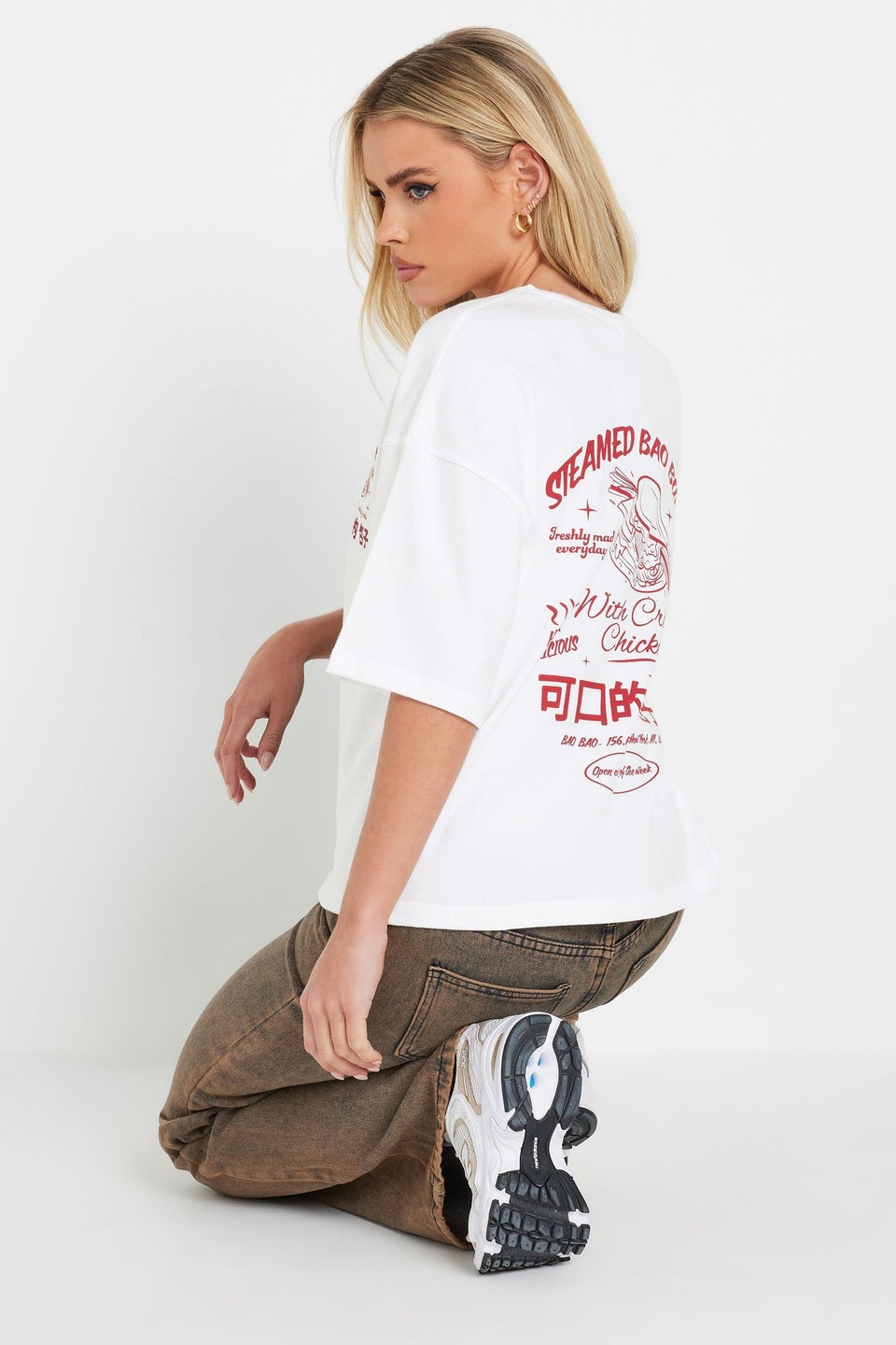 PixieGirl Petite White Bao Buns Back Graphic T-Shirt