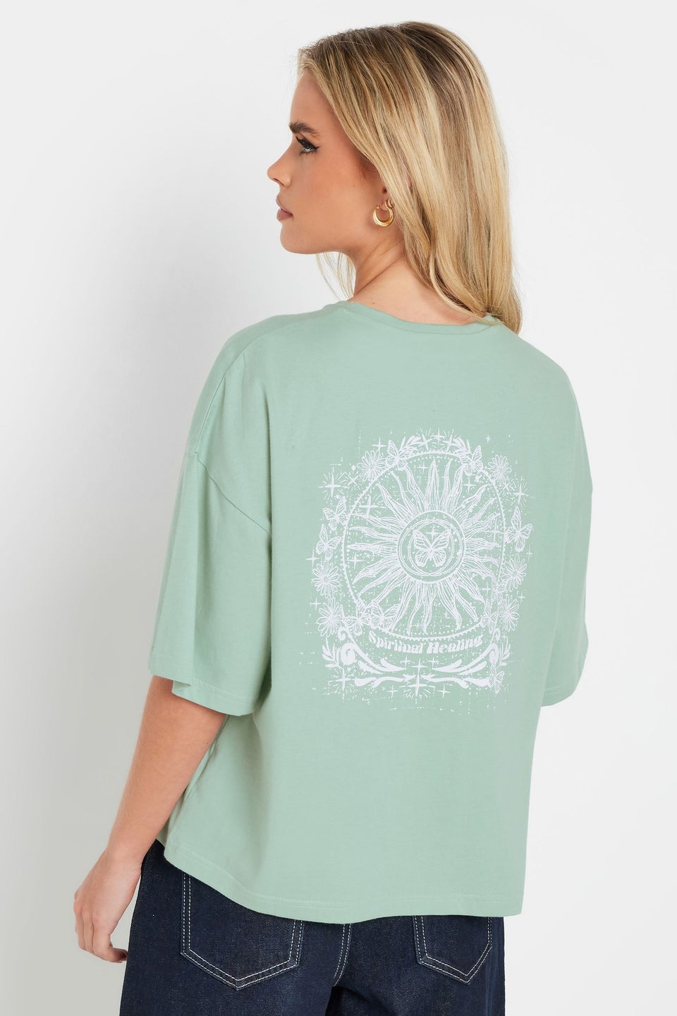 Pixiegirl Sage Green Spiritual Healing Back Graphic T-Shirt