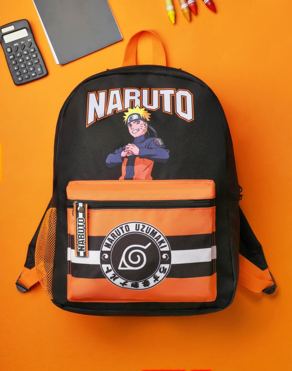 Naruto Shippuden Front Printed Black Backpack