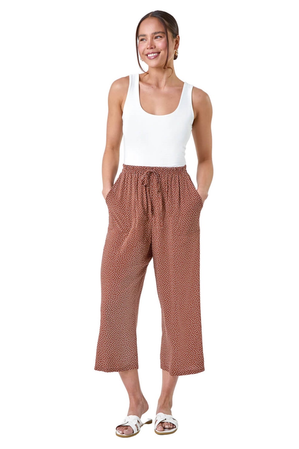 Roman Biscuit Petite Spot Print Stretch Culottes