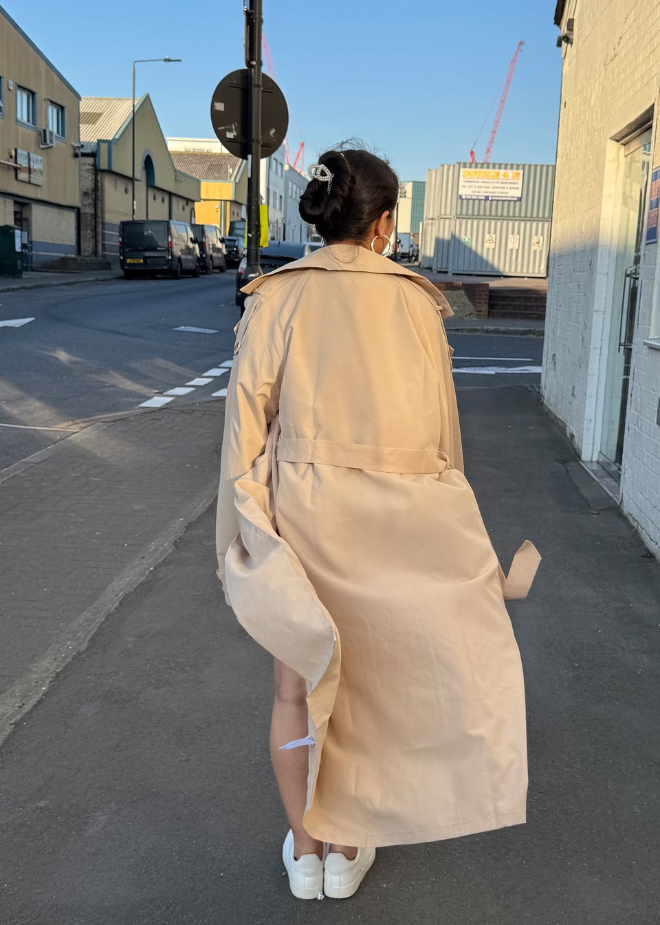 Gini London Beige Tall Woven Oversized Trench Coat