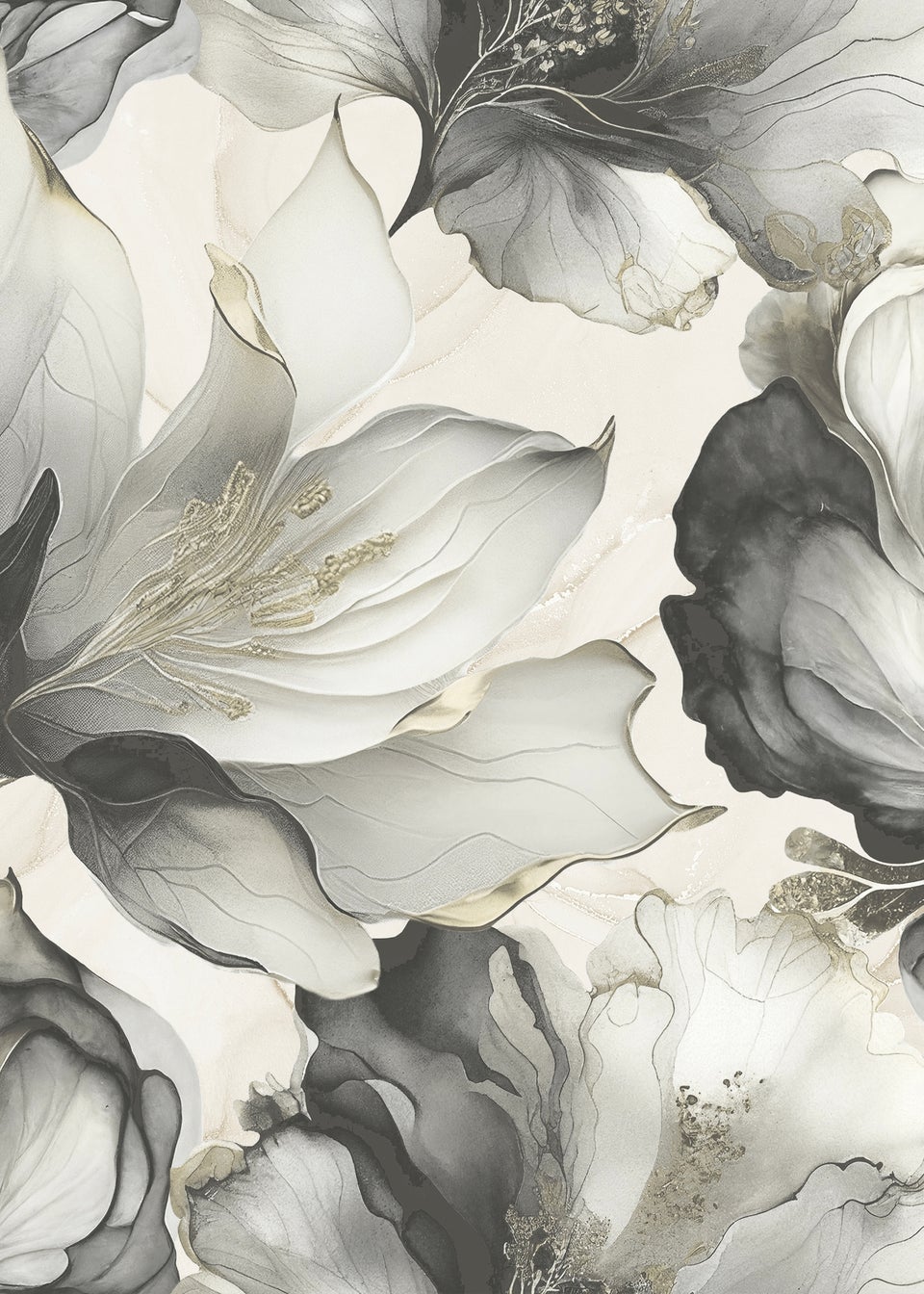 Muriva Elysian Floral Black & Gold