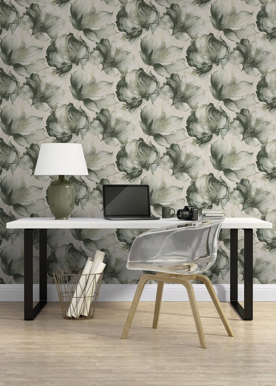Muriva Elysian Floral Green & Gold