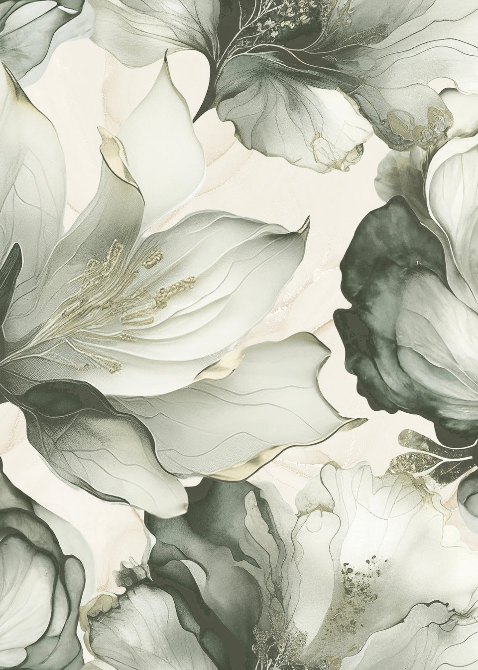 Muriva Elysian Floral Green & Gold
