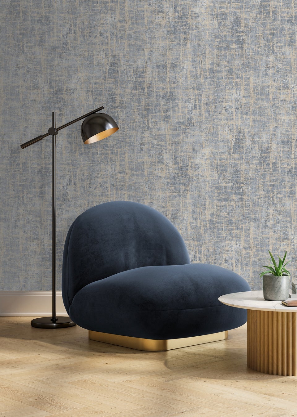 Muriva Etta Texture Blue & Gold