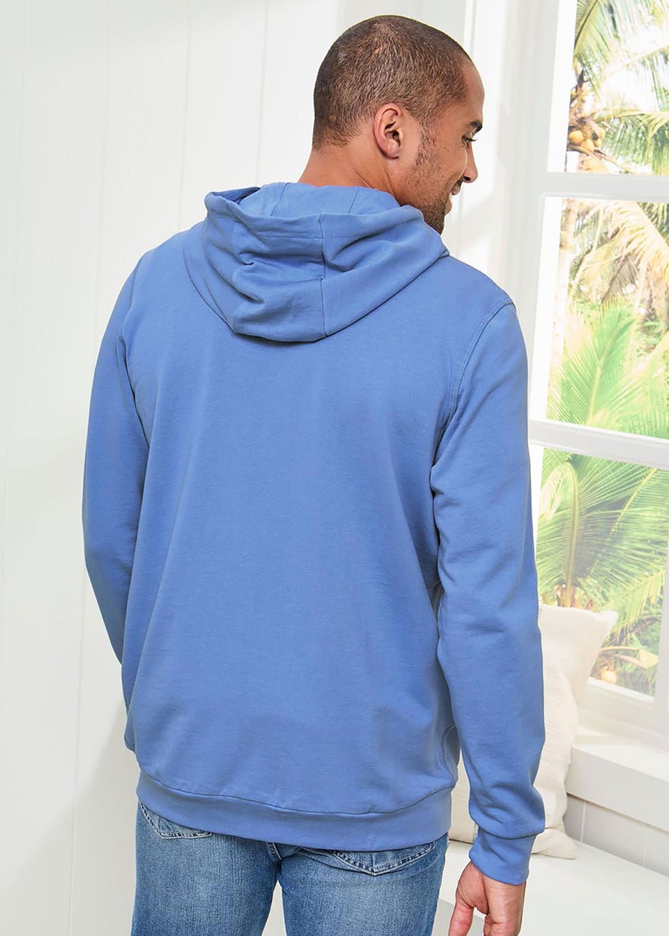 Cotton Traders Blue Iris Cotton Hooded Zip Through Sweat