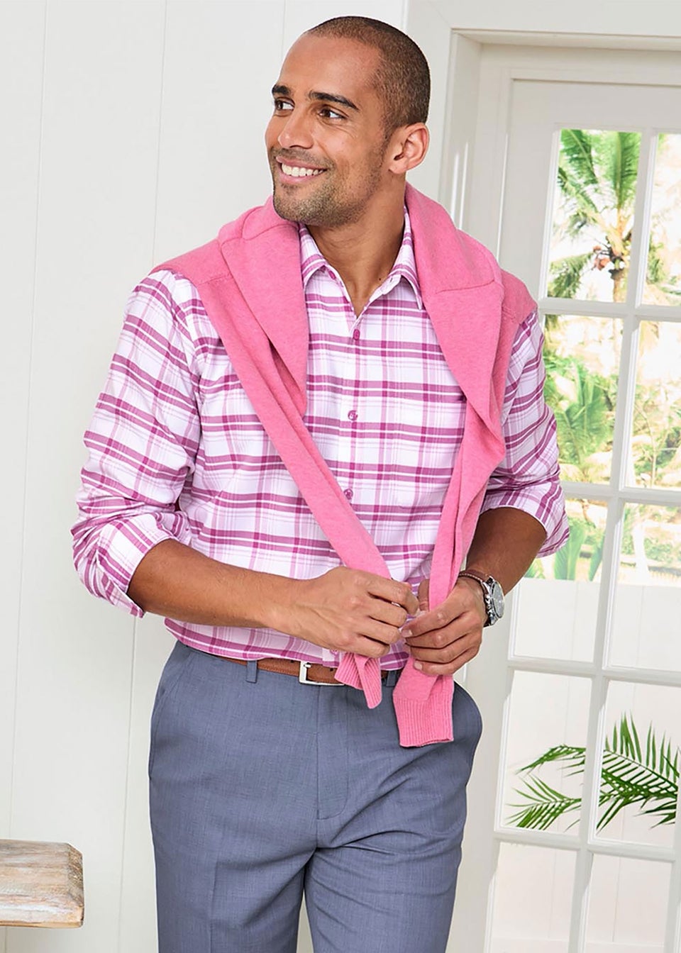 Cotton Traders Rose Long Sleeve Soft Touch Yarn-Dyed Shirt