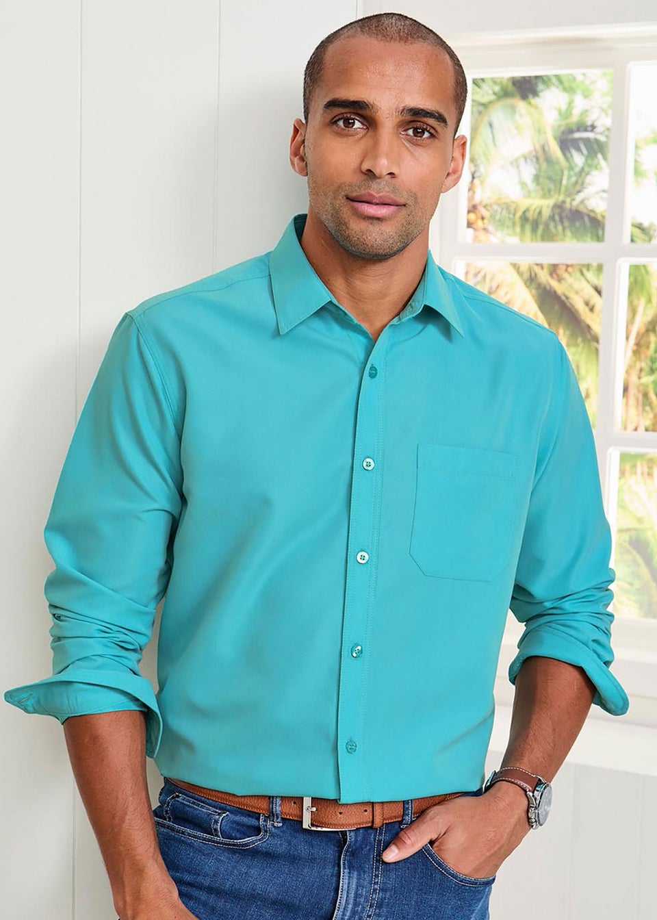 Cotton Traders Bottle Green Long Sleeve Soft Touch Shirt