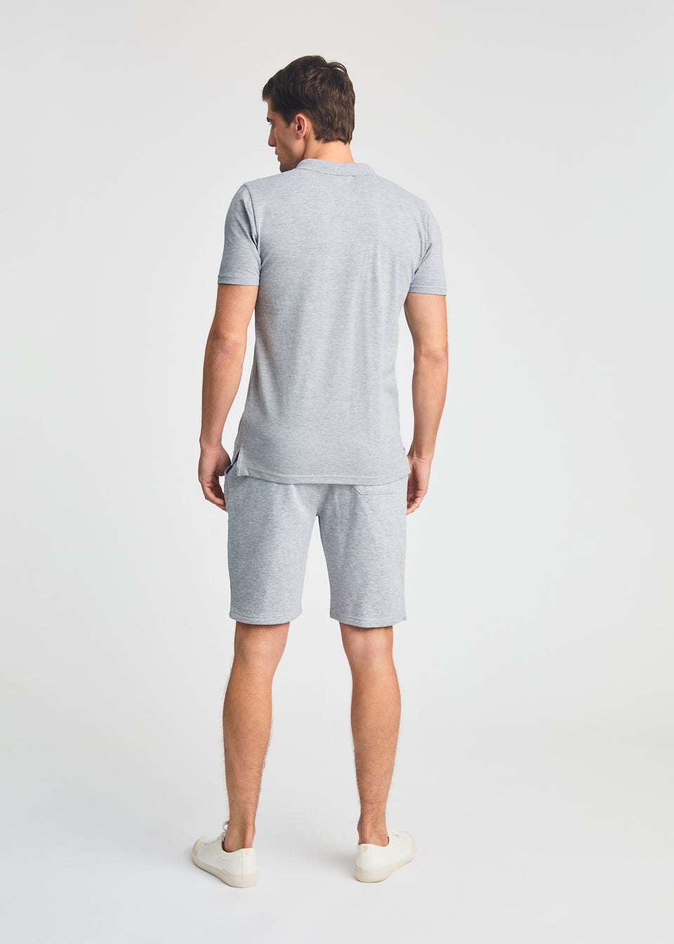 Tokyo Laundry Light Grey 2-Piece Polo Shirt & Shorts Outfit Set