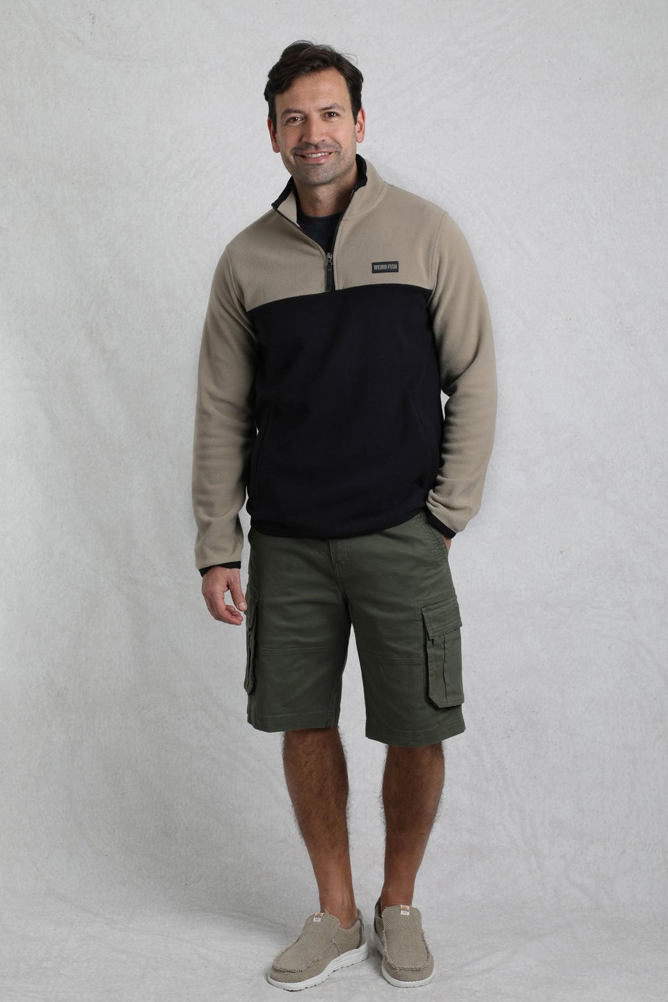 Weird Fish Warm Cream Tristan 1/4 Zip Colour Block Microfleece