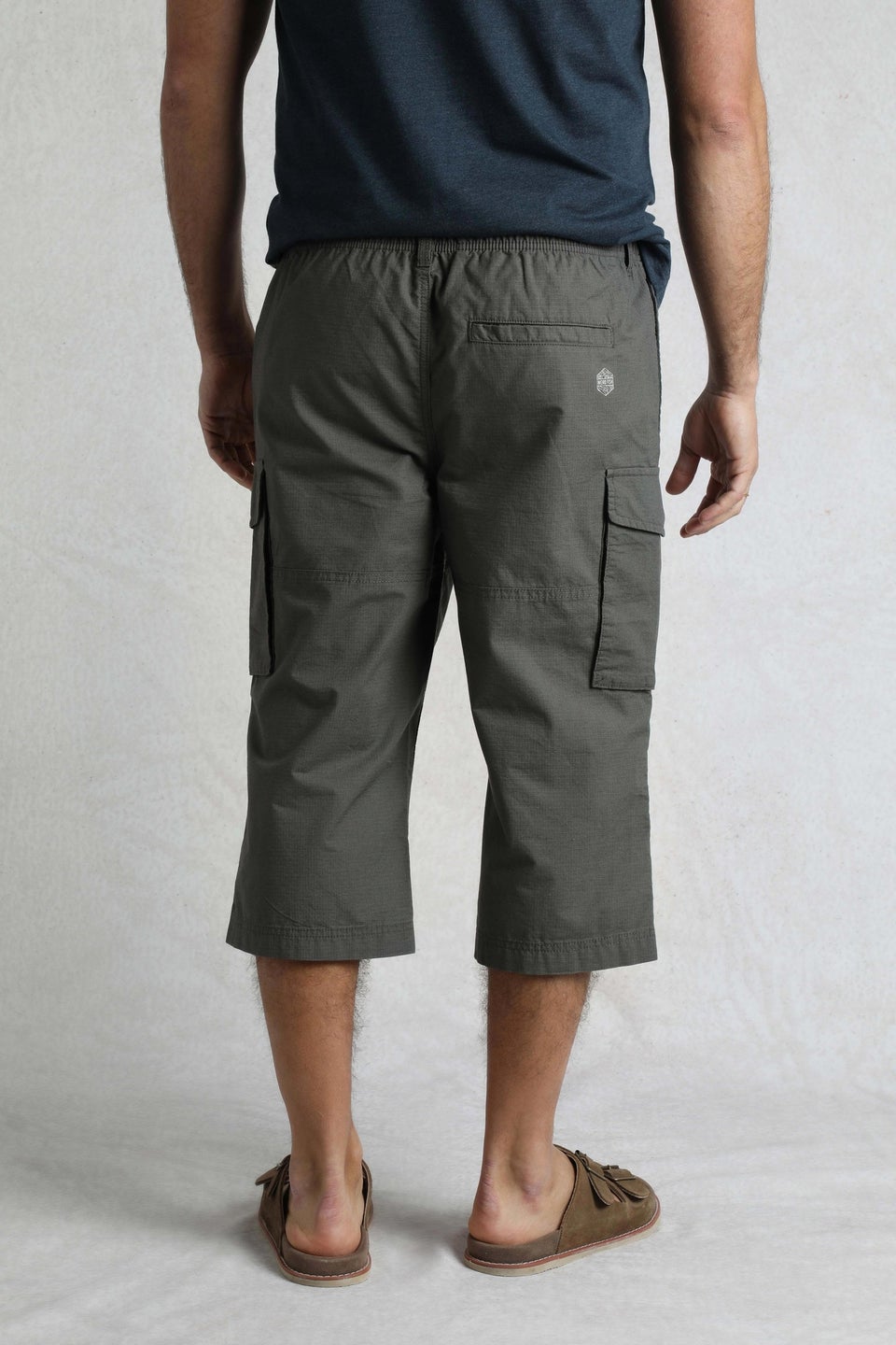 Weird Fish Dark Grey Summersville 3/4 Length Ripstop Cargo Trousers