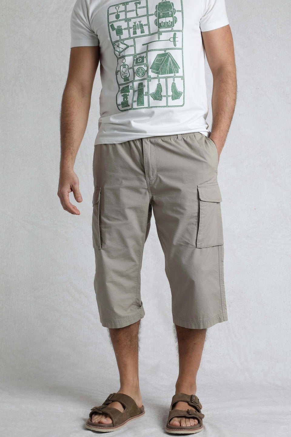Weird Fish Flint Stone Summersville 3/4 Length Ripstop Cargo Trousers