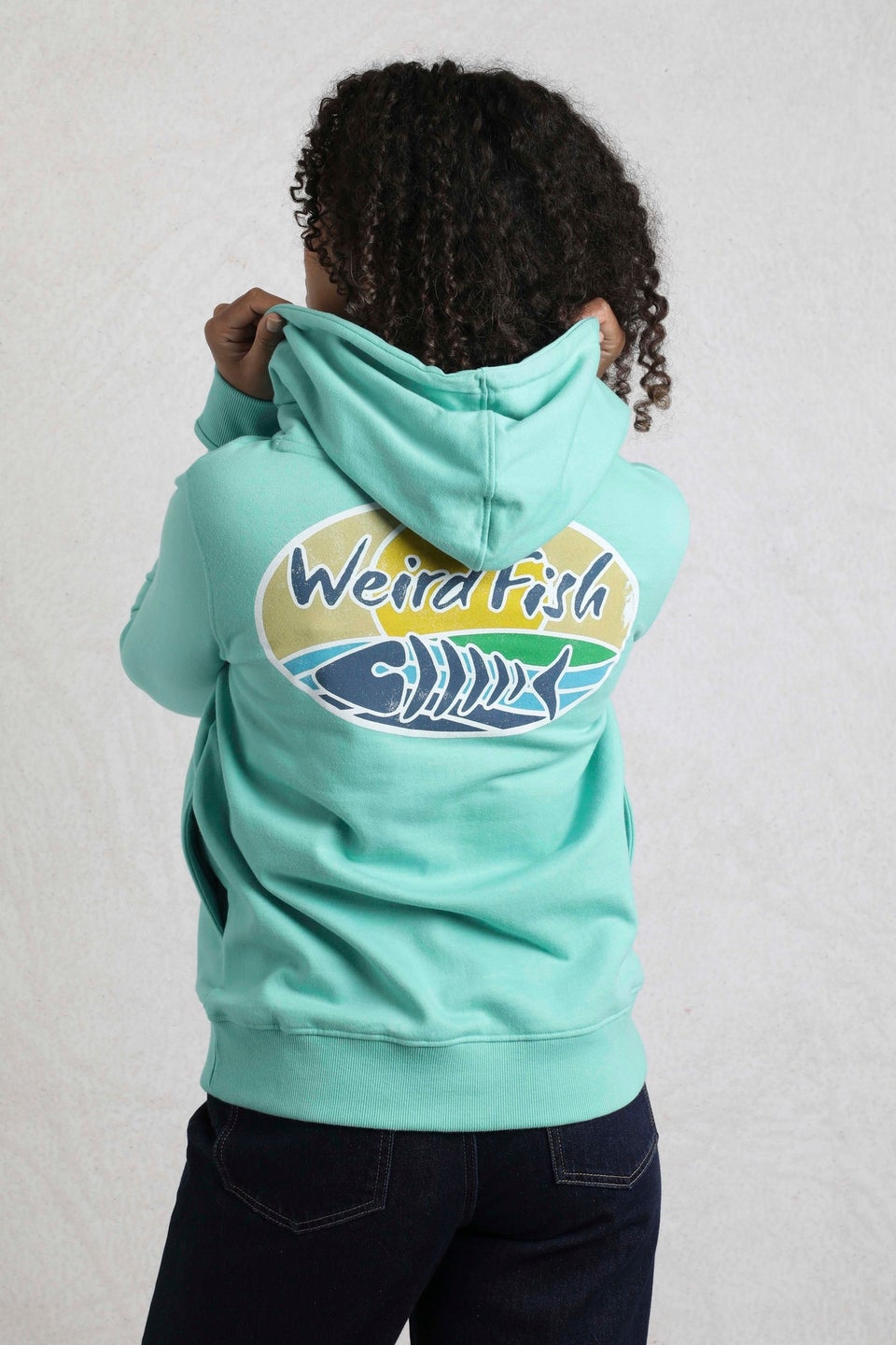Weird Fish Aqua Marine Kira Back Print Popover Hoodie