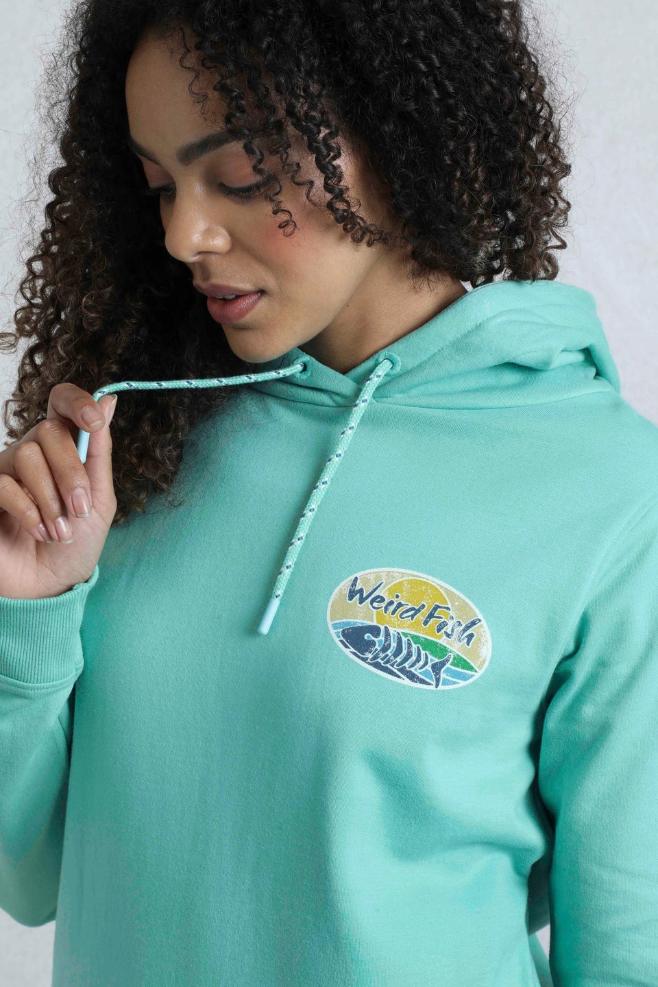 Weird Fish Aqua Marine Kira Back Print Popover Hoodie