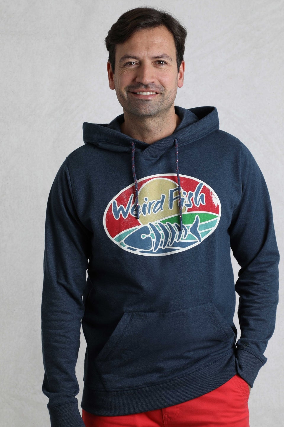 Weird Fish Navy Bryant Graphic Pop Over Hoody