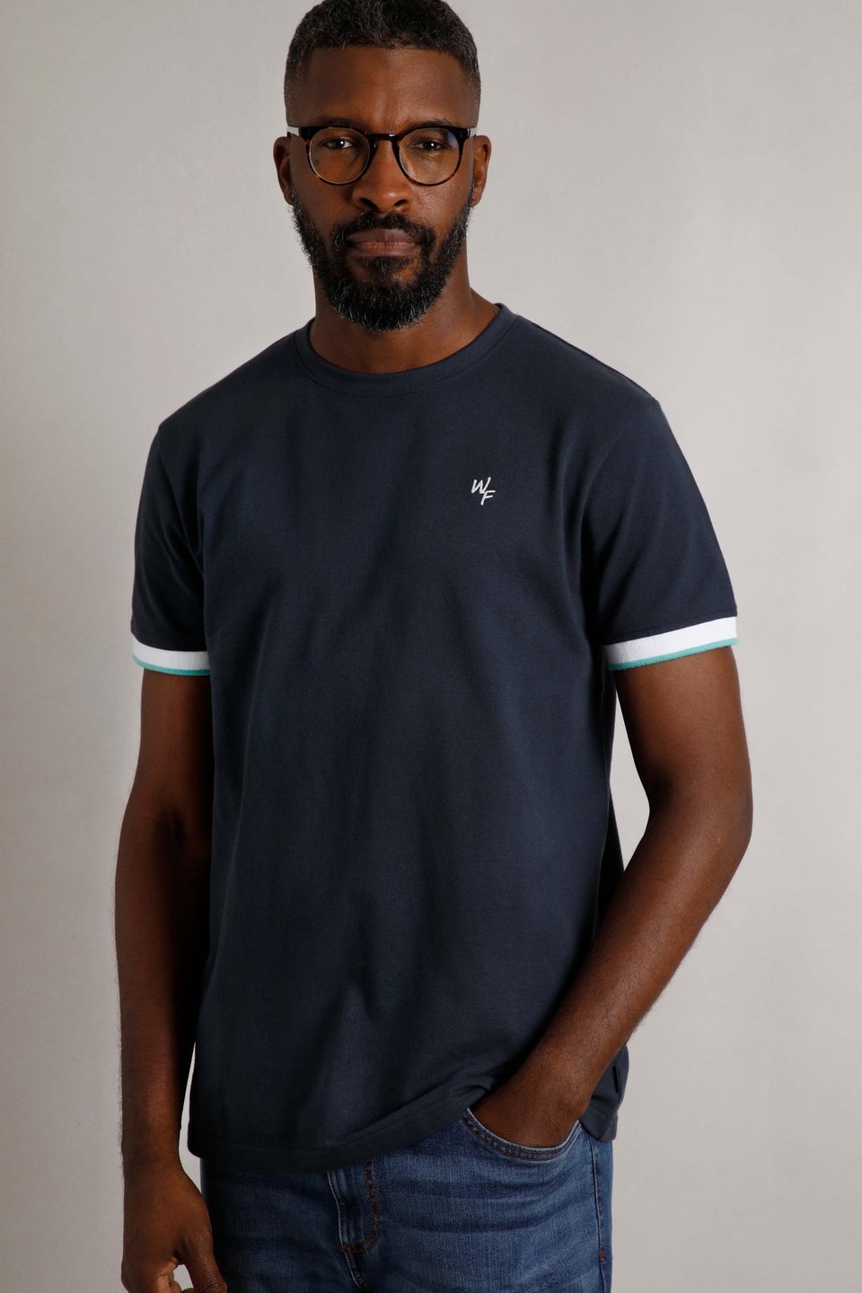 Weird Fish Navy Danville Pique T-Shirt