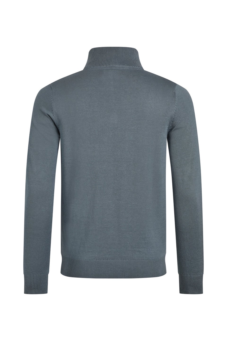 Weird Fish Grey/Blue Baxter Fine Knit 1/4 Zip Jumper