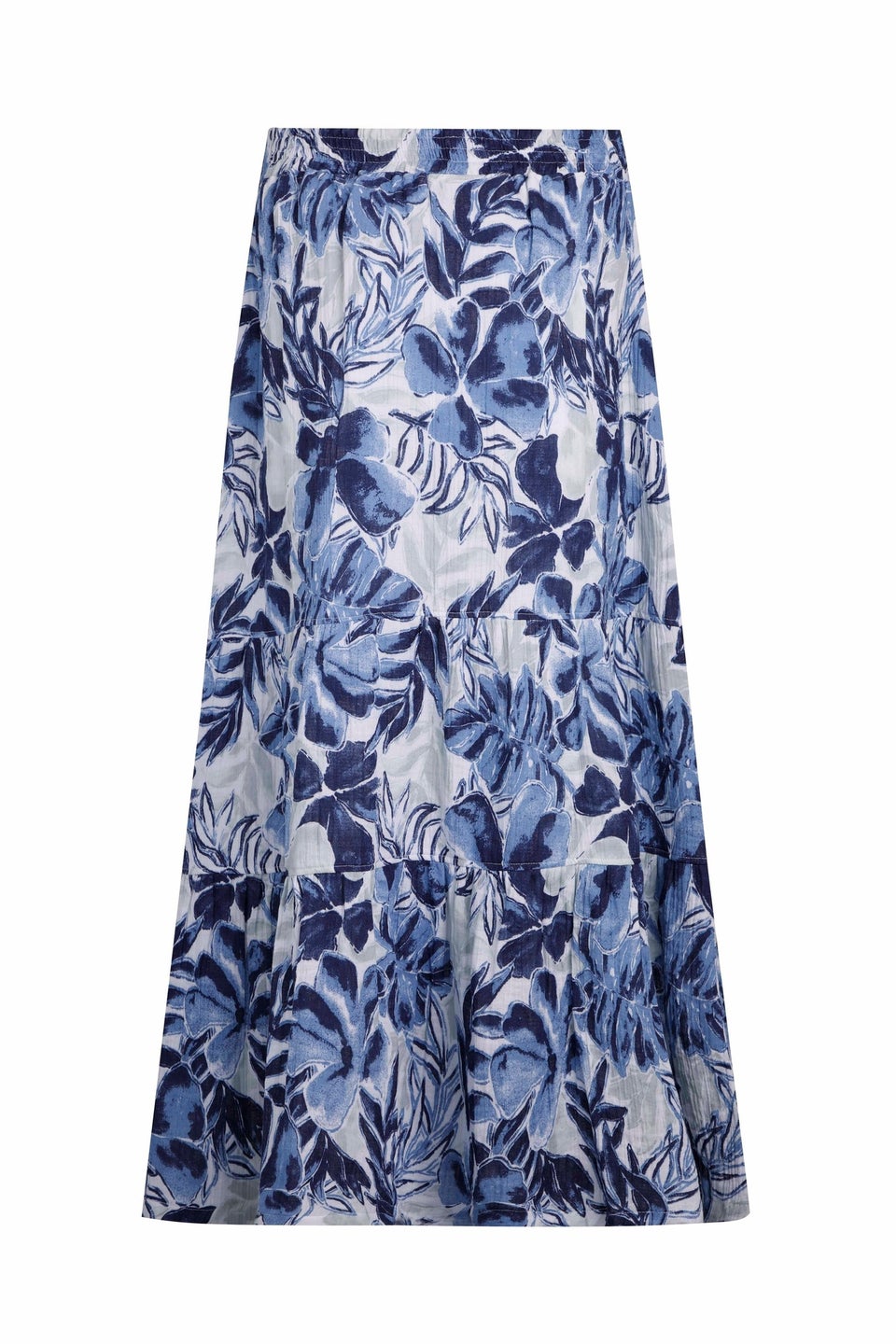 Weird Fish Estate Blue Harini Double Cloth Printed Midi Skirt