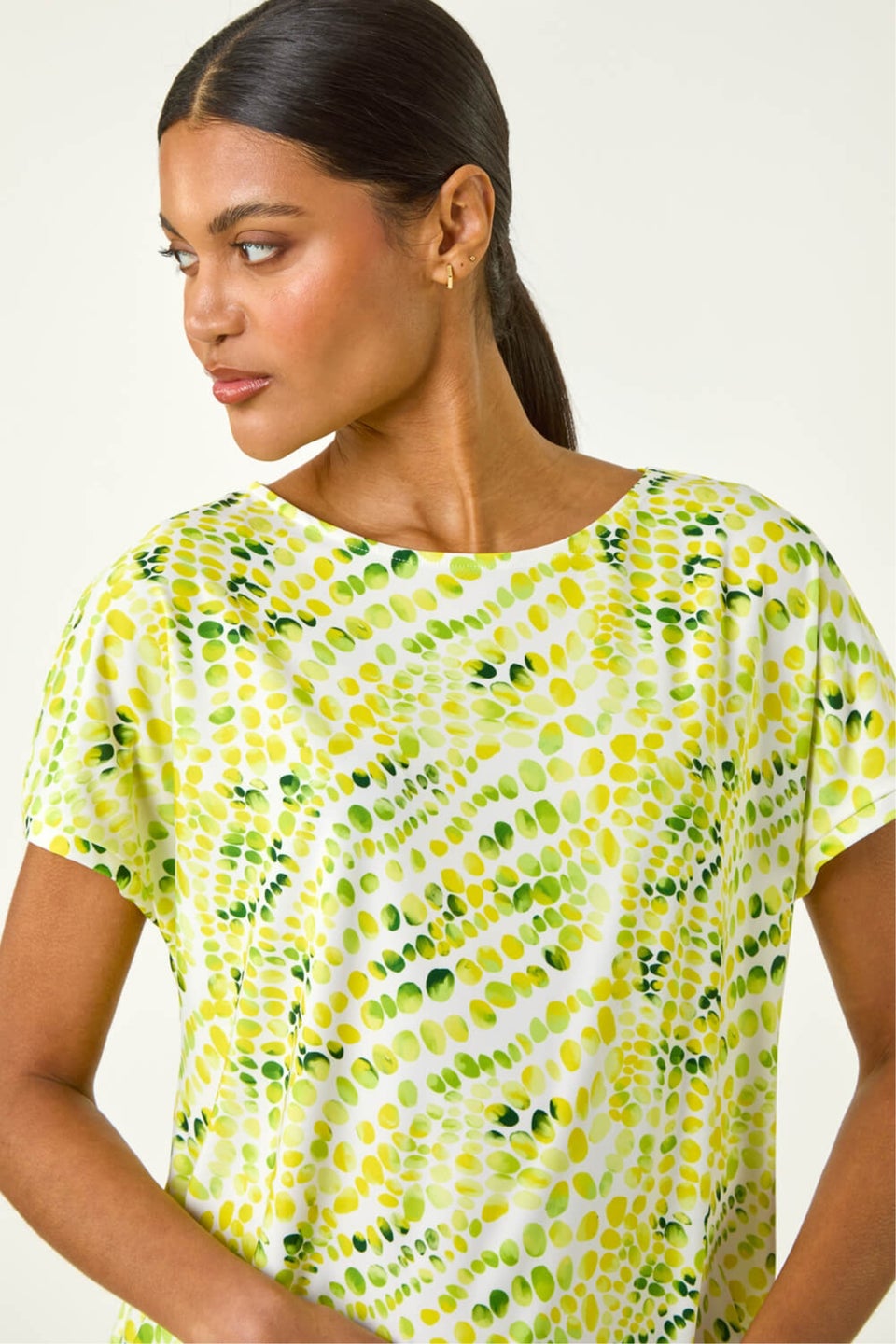 Roman Yellow Abstract Print Bubble Hem Top