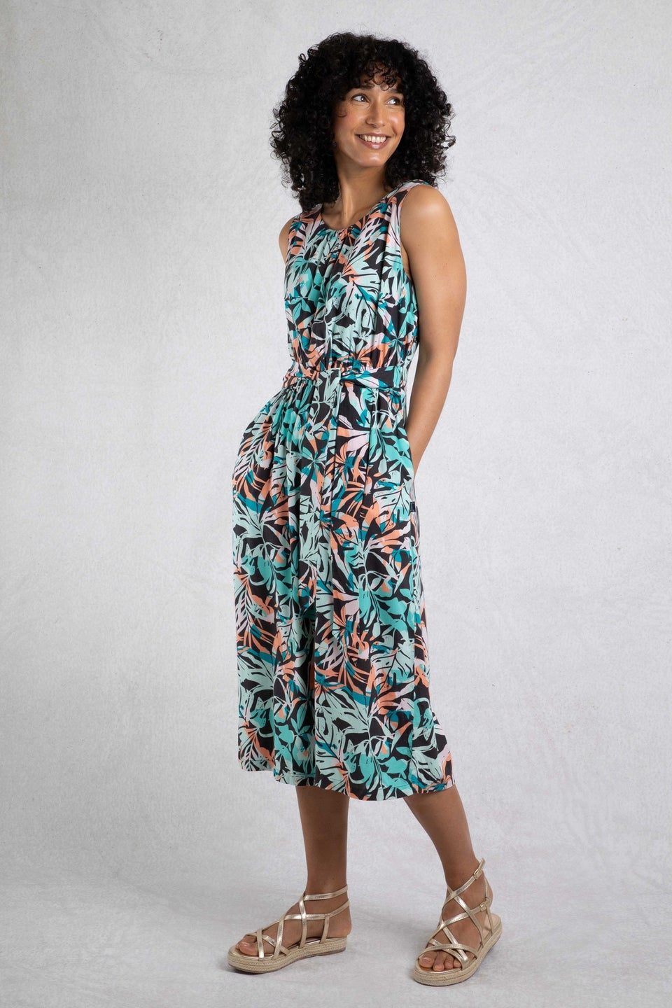 Weird Fish Aqua blue Nalani Printed Jumpsuit