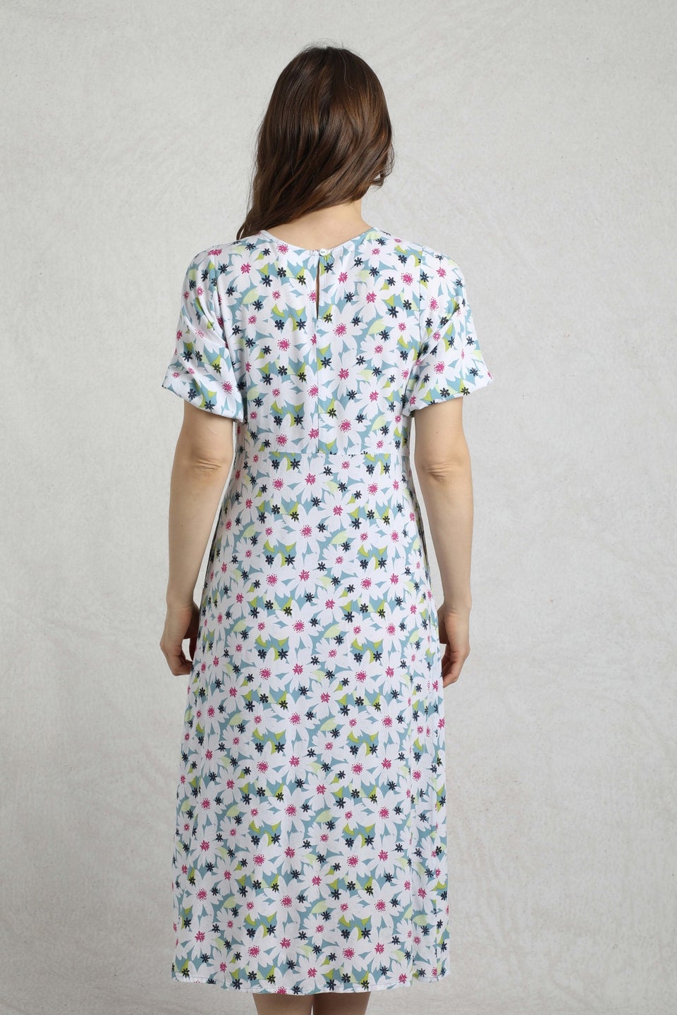 Weird Fish Washed Blue Everly  Printed Dress