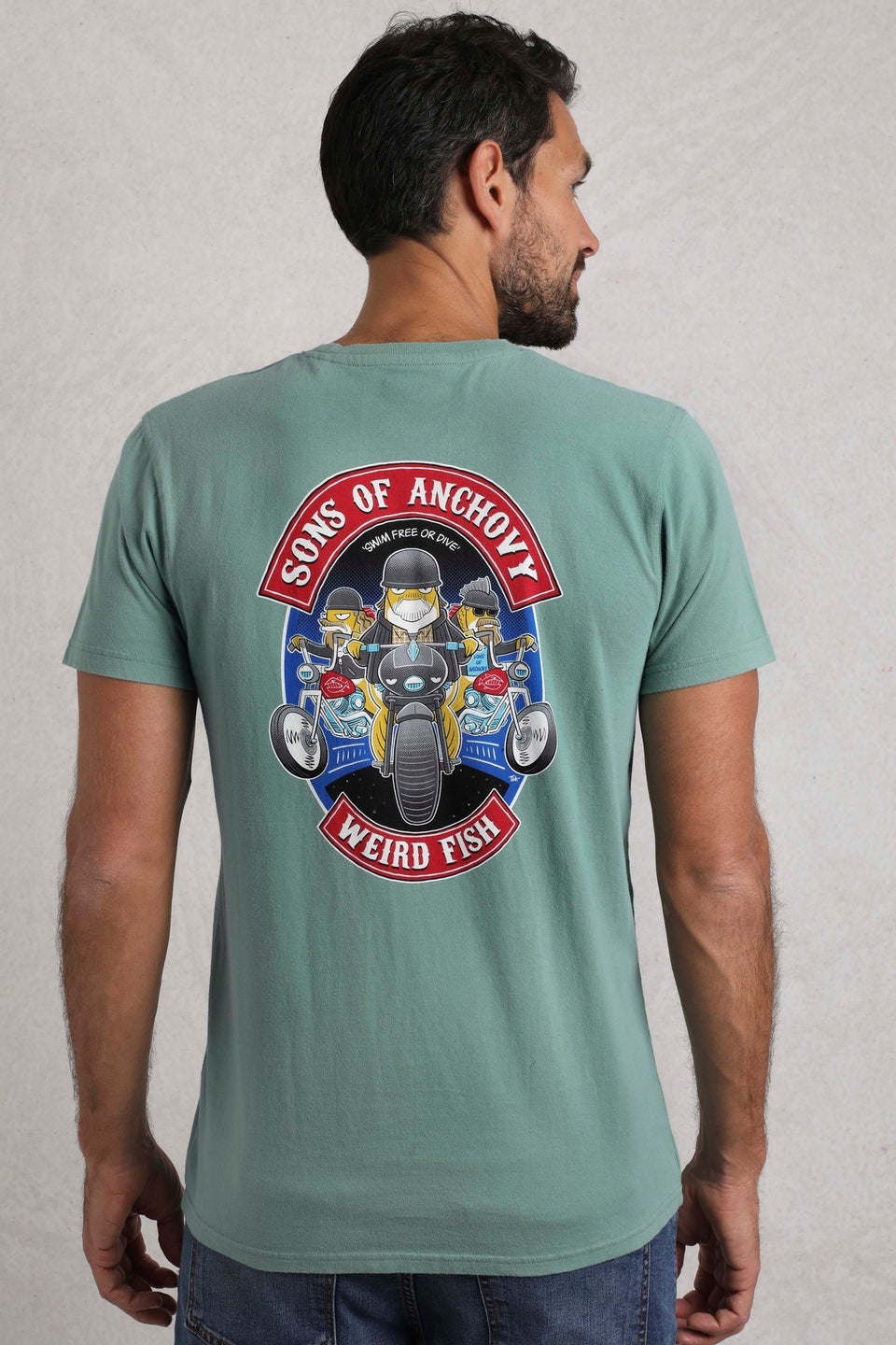 Weird Fish Pale Blue Sons of Anchovy Back Print Artist T-Shirt